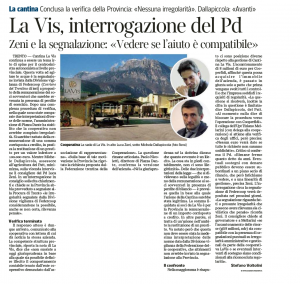 2014 08 09 CdT La Vis, interrogazione PD (Zeni)